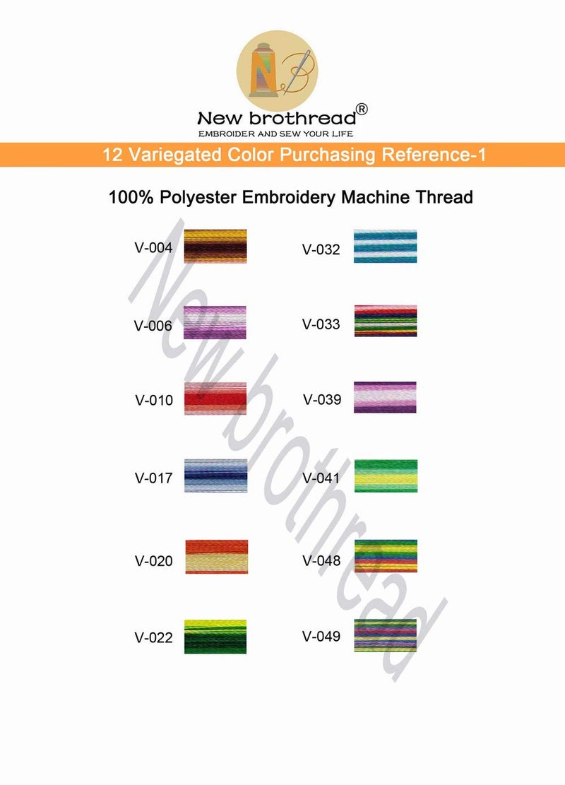 New brothread 12 Colors Variegated Polyester Embroidery Machine Thread Kit 500M (550Y) Compatible with Brother Janome Babylock Singer Pfaff Bernina Husqvaran Embroidery/Sewing Machines-Assortment1 - Image 5